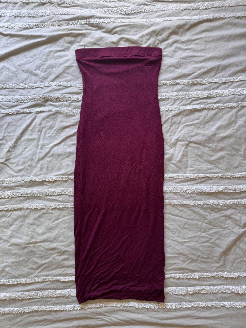 A'Gaci Burgundy Strapless Tube Bodycon Maxi Dress S